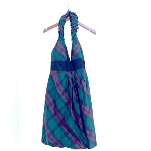 Kay Unger Women's Plaid Halter Cocktail Dress Size 8 - Picture 2 of 11